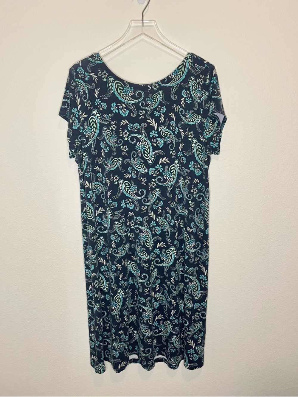 J. Jill Navy Green Paisley Knit Summer Dress
